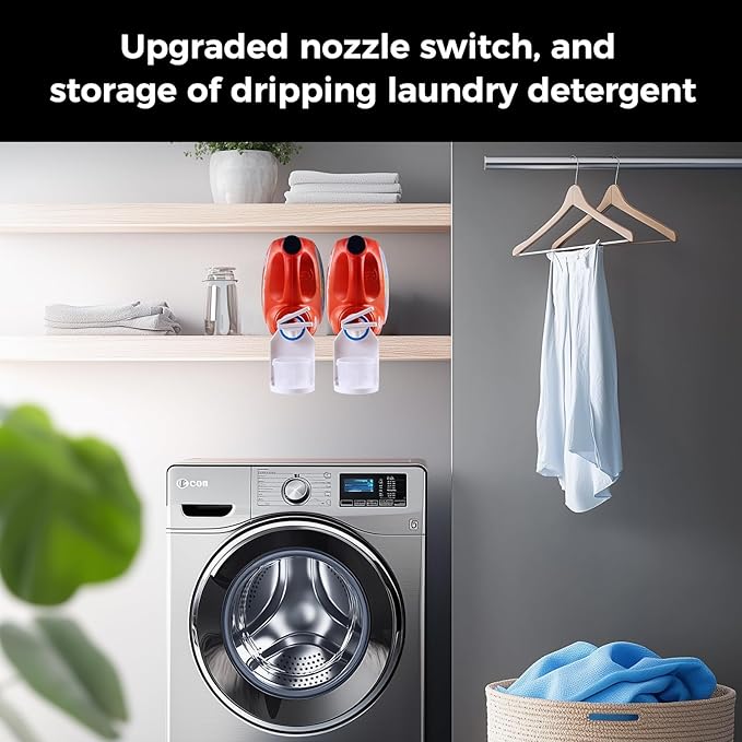 Laundry Detergent Dispenser Cup Holder & Nozzle Force-Saving Switch, Drip Catcher, Soap Dispenser, Room Organization and Storage
