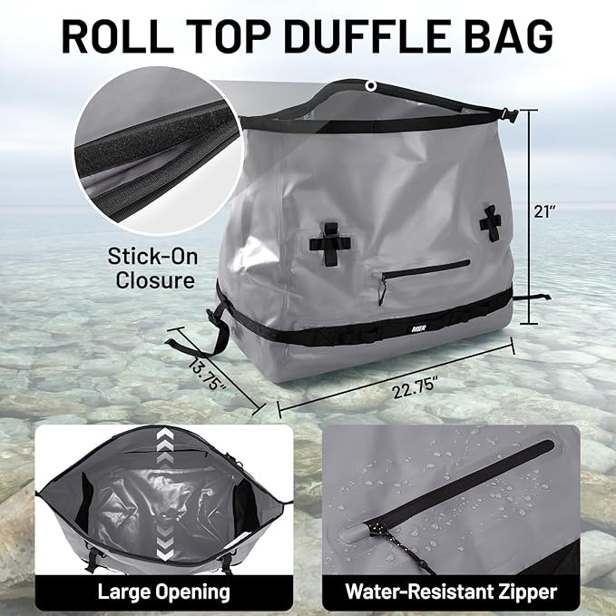 MIER Large Waterproof Duffel Bag Rolltop Dry Backpack Duffle Bags for Kayaking, Rafting, Boating, Swimming, Camping, Travel, Gym, Beach, 60L/80L
