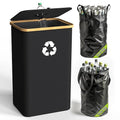 Recycling Bin for Kitchen Indoor Home, Large 26 Gallon 100L Recycle Bin with Lid Removeable Reusable Inner Bag Bottle Can Glass Waste Plastice Stickers,Black