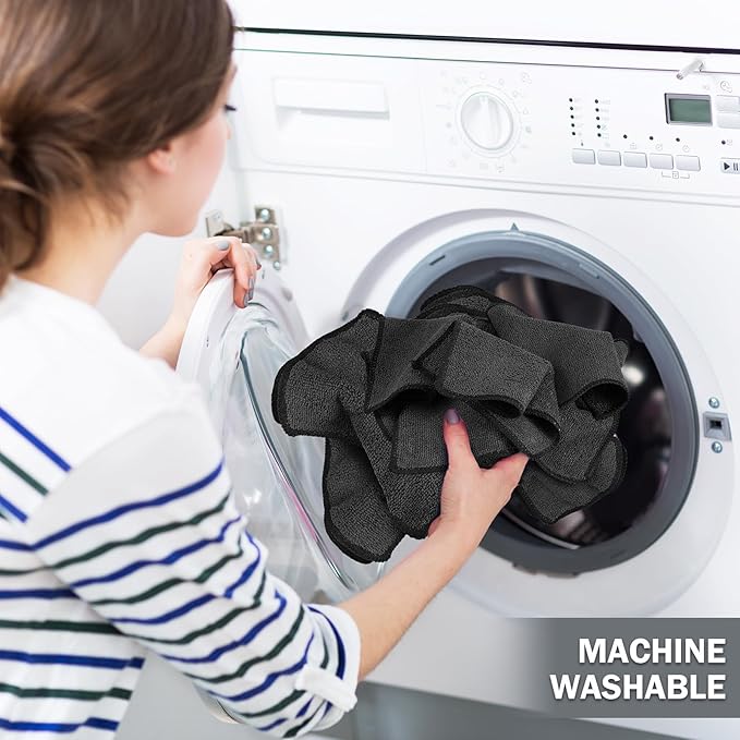 Tanlade Microfiber Cleaning Cloth 6"x6" Cleaning Rags Reasonable Kitchen Towels Microfiber Towels Cars Wash Dry Erase Cloth(Black,50 Pcs)
