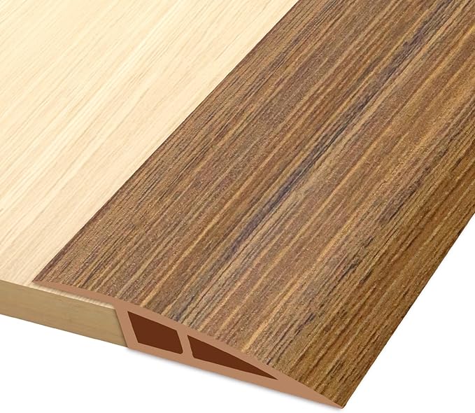 Vinyl Door Threshold Flooring Transition Strip Self Adhesive Carpet Edging Strip for Laminate Doorway Edge Threshold from 1/5" to 2/5" (Light Brown Wood Grain, 10 Ft)