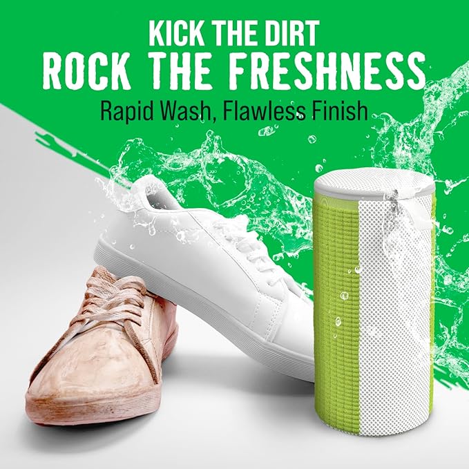 Rockin'Green Shoe Washing Machine Bag - 360° Deep Clean Shoe Washing Bag - Shoe Bag for Washing Machine with Cleaning Fibers - Reusable Sneaker Washing Machine Bag with Zipper (2 Pieces)