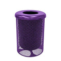 COATEDOUTDOORFURNITURE RFT-PUR Heavy Duty Round Trash Receptacle with Flat Top, Liner Included, 32 Gallon, Purple, Made in America