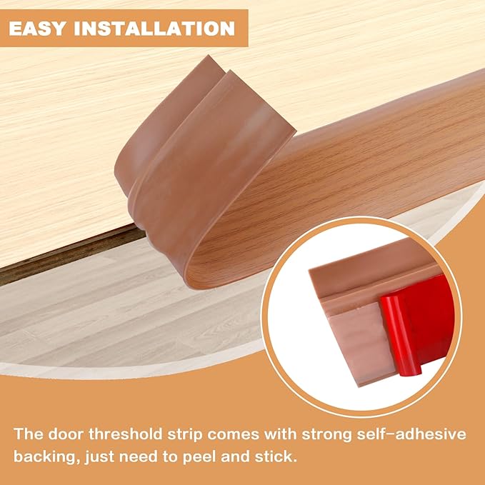 Vinyl Door Threshold Flooring Transition Strip Self Adhesive Carpet Edging Strip for Laminate Doorway Edge Threshold from 1/5" to 2/5" (Yellow Wood Grain, 3.3 Ft)
