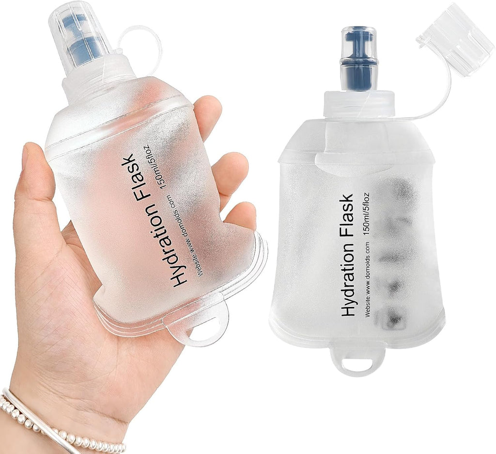 GYGYL Soft Flask, TPU Collapsible Soft Water Bottle for Hydration Pack, Running Vest, Leak-Proof Folding Water Bottle for Hiking Cycling Climbing Jogging-150ml White, 2pcs