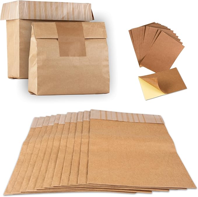 Trash Compactor Bags for Kitchen (12-Pack), 25% Thicker Kraft Paper Compactor Bags with Leak-Proof Liner & Sticker Seals
