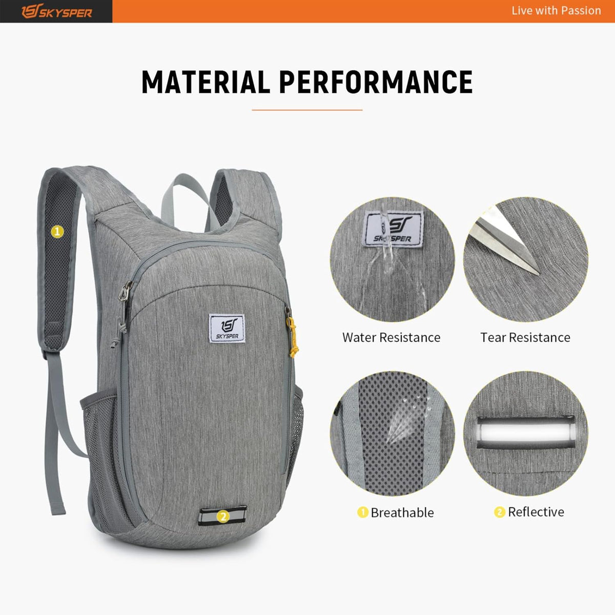 SKYSPER Small Daypack 10L/15L/20L Hiking Backpack Packable Lightweight Travel Day Pack for Women Men