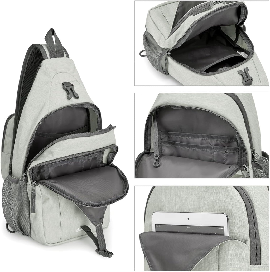 G4Free Sling Bag RFID Blocking Sling Backpack Crossbody Chest Bag Daypack for Hiking Travel(Gainsboro)