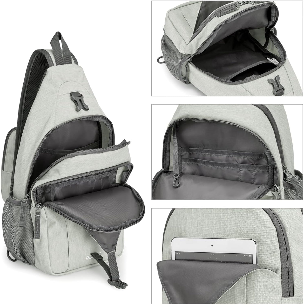 G4Free Sling Bag RFID Blocking Sling Backpack Crossbody Chest Bag Daypack for Hiking Travel(Gainsboro)