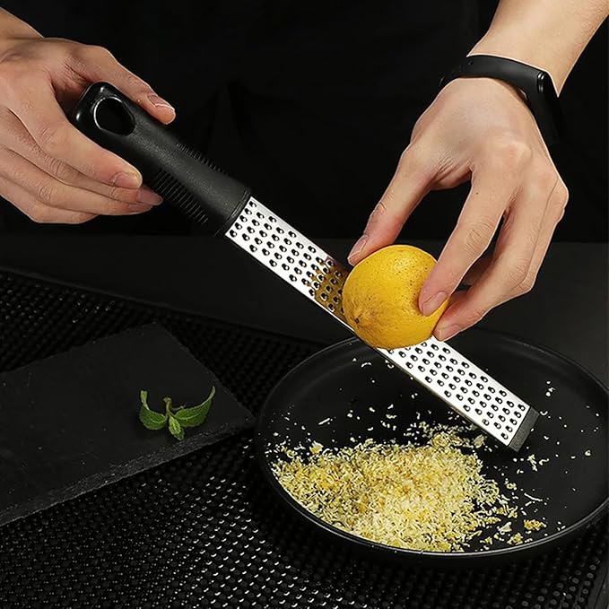 Cheese Grater, 10 Inch x 1 Inch Stainless Steel Vegetables Zester with Rubber Handle for Vegetables, Cheese, Fruits and Lemon (25cm)