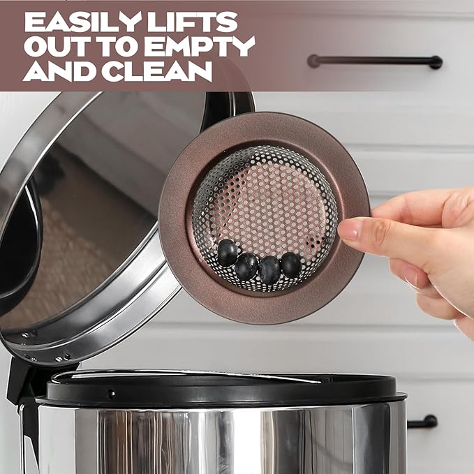 Retisee 2 Pcs Sink Strainer Stainless Steel Kitchen Sink Drain Strainer Basket Cover Mesh Hair Food Catcher, Large Wide Rim of 4.4 Diameter(Oil Rubbed Bronze)