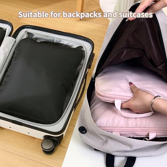 tianzong Compression Packing Cubes for Suitcases, Luggage Organizer Bags Set for Travel (Pink, 2 Pack Large)