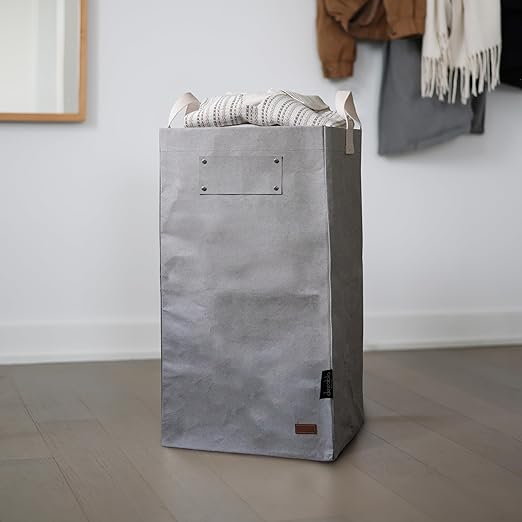 Deeablo New York - Sustainable Reusable Indoor Recycling Bin for Kitchen, Multipurpose Recycle Bin, Large Recycling Bins for Home, Washable Paper Bag for Recycling (Grey)