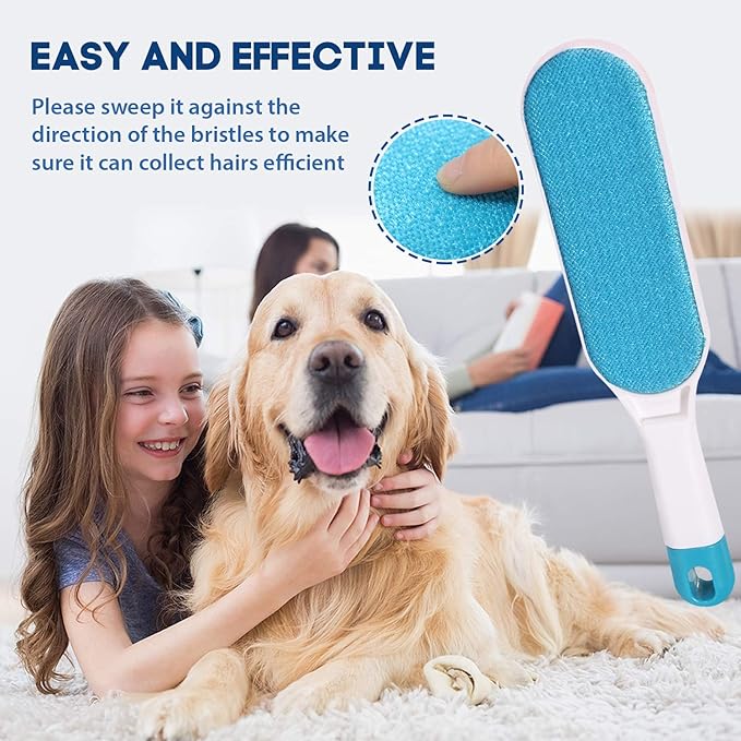 Pet Hair Remover for Clothes: Reusable Dog Cat Fur Lint Removal Brush for Clothes Furniture Couch Carpet Bed Car Seat - Self-Cleaning for Pet Owners (Fresh Blue, 1 Pack)