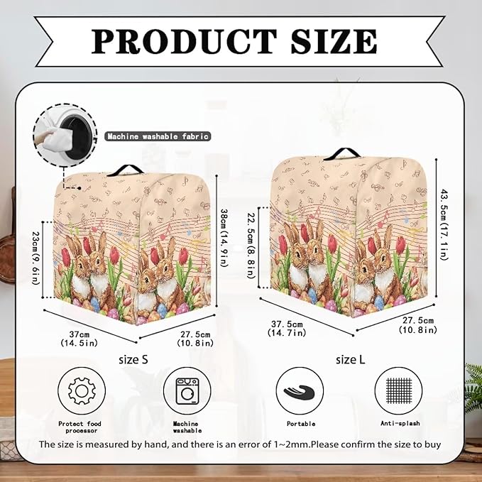 Generic Cute Rabbit Stand Mixer Cover for Easter Decor, Kitchen Dust Cover, 4.5-5 Quart, Lightweight, Waterproof, Polyester, Drawstring Closure, Rabbit Color