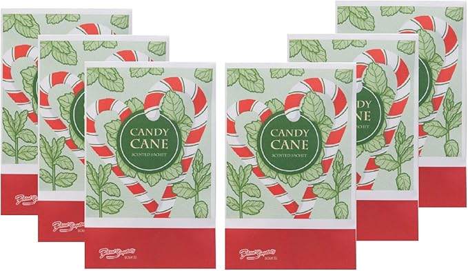 Floral Simplicity Candy Cane Scented Sachets Pack of 6, Fall & Winter - Long-Lasting Scented Bags, Home Fragrance, Air Freshener & Deodorizer for Closet, Room, Drawer, or Cars, Made in USA