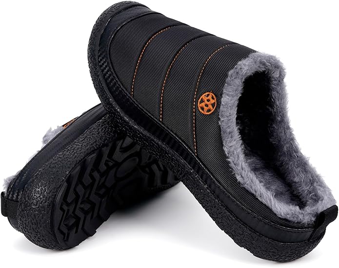 Womens Mens House Slippers Slip on Snow Winter Warm Fully Fur Lined Slippers Indoor Outdoor Shoes