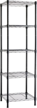 Amazon Basics 5-Shelf Tower Adjustable Storage Shelving Unit, Black, 16 D x 16 W x 54 H in