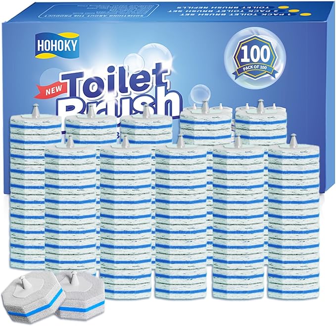 100pc Bulk Toilet Wand Refills - Disposable Toilet Brush Replacement Heads, Value Pack for Household Cleaning Bathroom cleaners Compatible Heads,washroom mats Brush Cleaning System,Clean Refill Pads.