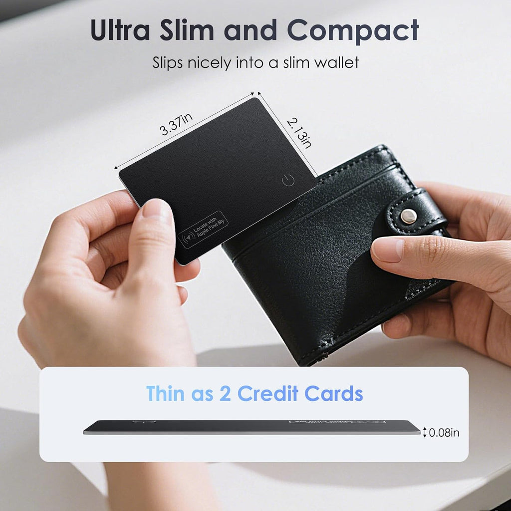 Wallet Tracker Card Air-Tag (iOS Only) - Work with Apple Find My, Bluetooth Tracker Smart Card Wallet Finder, 0.08in Slim, IP68 Waterproof, Item Locator for Luggage Tags, Passports, Purse