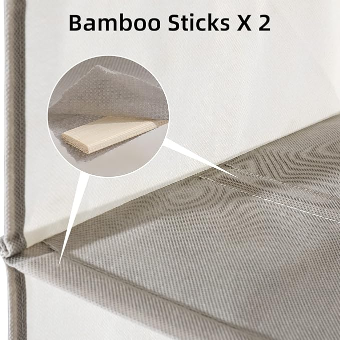 2 Packs Hanging Closet Organizer Storage, 3-Shelf Hanging Shelves for Closet, Closet Clothes Organizer and Storage with Side Pocket, Beige