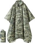 PTEROMY Hooded Rain Poncho for Adult with Pocket, Waterproof Lightweight Unisex Raincoat for Hiking Camping Emergency