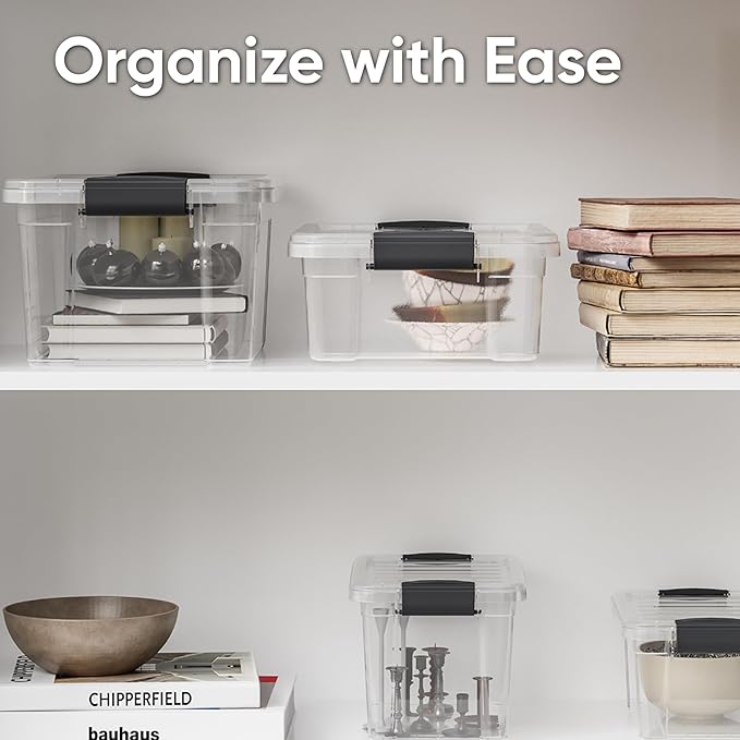 Superio Clear Storage Boxes with Lids, 16 Quart Plastic Container Bins for Organizing, Stackable Crates, BPA Free, Non Toxic, Odor Free, Organizers for Home, Office, School, and Dorm