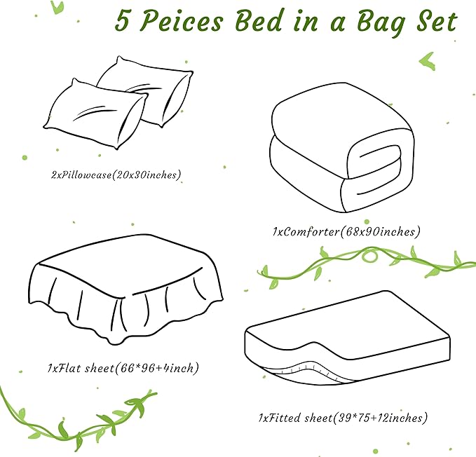 NTBAY Twin Comforter Set with Sheets, 5 Pieces Soft and Breathable Bedding Set, Twin Bed in a Bag, Down Alternative Comforter Set Solid Color All Season, Kids Bedding Set, Aqua