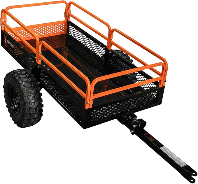 Impact IMPLEMENTS® 1500lb Utility Cart Cargo Trailer with Solid Steel Floor for Lawn/Garden Tractors, ATV's, UTV's and More. Original Design with USA Trademark. Pivoting Feature for Precise Unload.