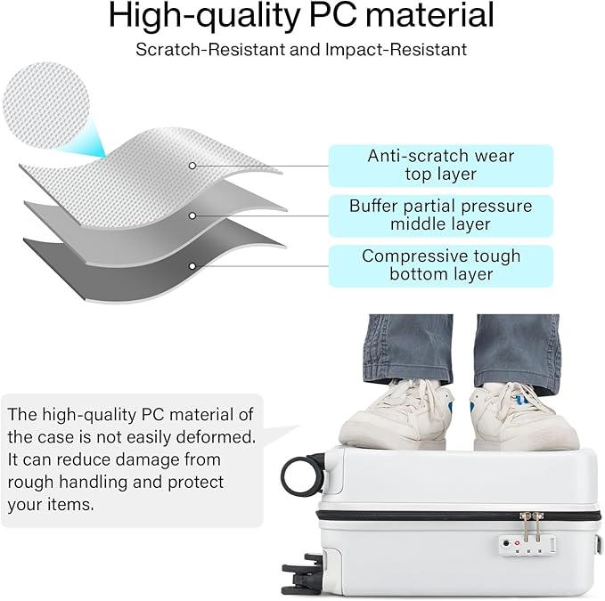 Hanke 16 Inch Underseat Carry On Luggage, Airline-Approved Hard Shell Small Suitcase with Spinner Wheels, Lightweight Tsa Lock Travel Luggage for Short Trips(Smoke White)