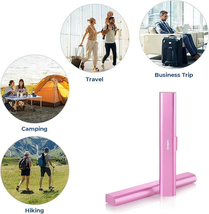 Aluminum Toothbrush Travel Case, Portable Travel Toothbrush Holder, Durable Manual Toothbrush Box Container for Traveling, Bathroom, Camping, Business Trip-Pink