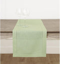 Solino Home Linen Sage Green Table Runner 144 Inches Long - 100% Pure Linen Extra Long Table Runner 14 x 144 Inch for Christmas, New Year - Classic Hemstitch