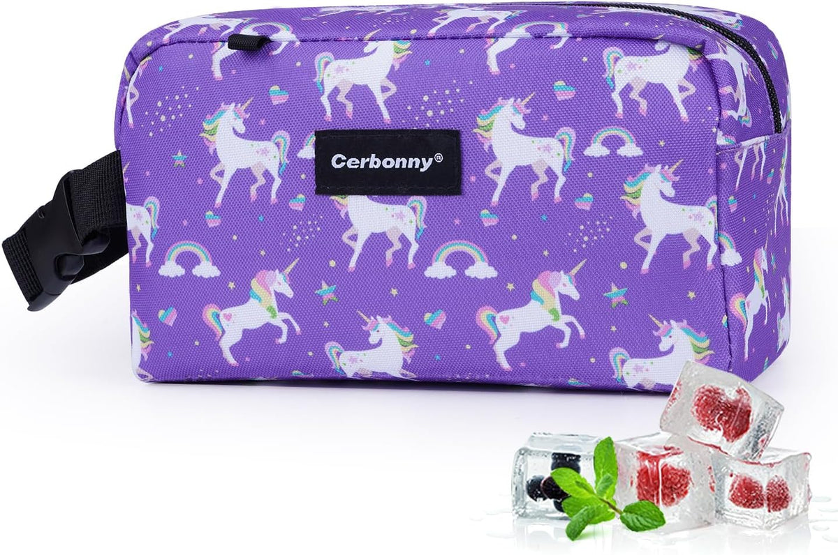 Cerbonny Small Cooler Bag Freezable Lunch Bag for Work School Travel,Small Lunch Bag,Small Insulated Bag For Kids/Adults,Freezer Lunch Bags,Mini Lunch Bag Fit For Yogurt,Suit for 3+(purple unicorn)