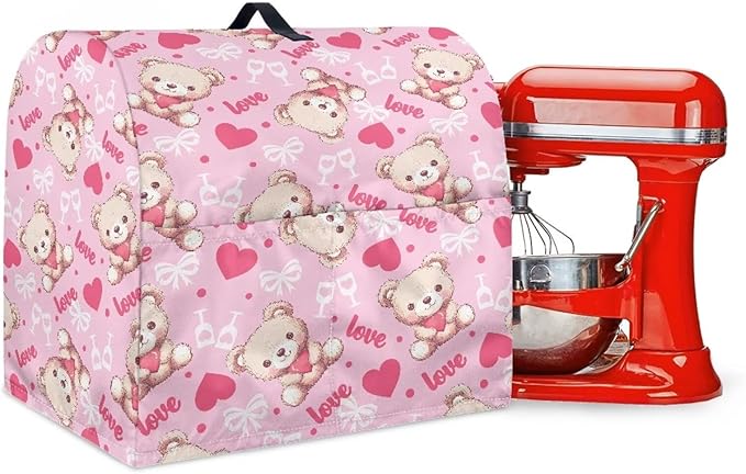Cartoon Bear Lover Stand Mixer Covers for Women Kitchen Appliance Dust Covers Protective Compatible with 4.5-5 Quart Kitchen Aid Stand Mixer Cartoon Gnome Mixer Cover