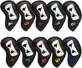 Premium Leather Golf Club Iron Covers - 10pcs/Set Wedge & Iron Headcovers with Velcro Closure