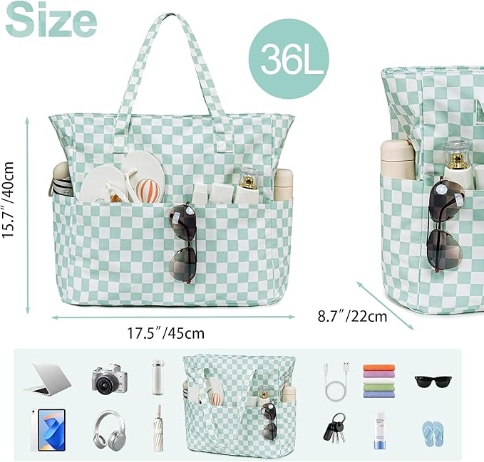 Beach Pool Bags Tote for Women Ladies Large Gym Tote Carry On Bag With Wet Compartment for Weekender Travel Waterproof