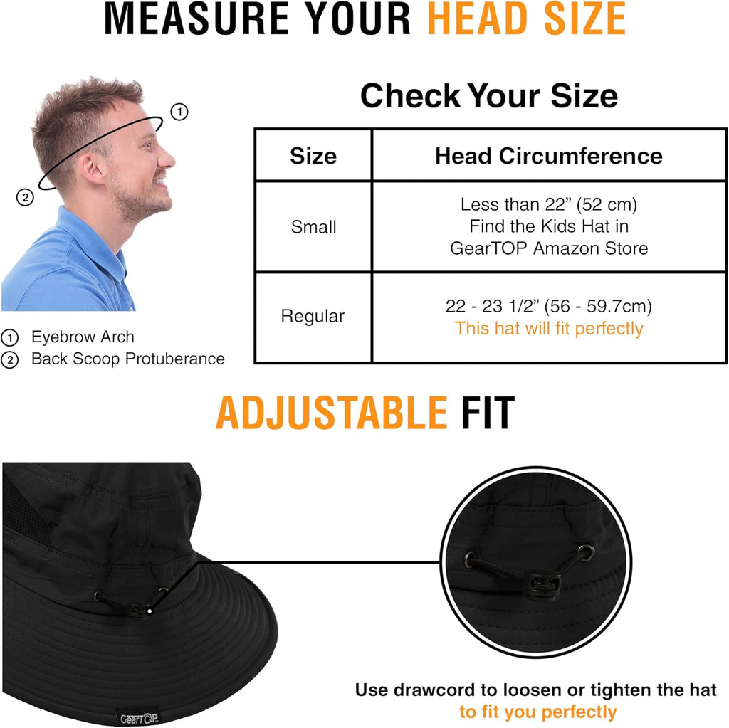 GearTOP Safari Sun Hat for Men and Sun Hats for Women UV Protection UPF 50+ Hiking, Gardening, Fishing
