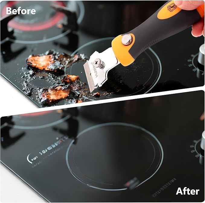 MulWark Razor Blade Scraper | 2 Handles Razor Scraper Set With Extra 12pcs Blades Heavy Duty Paint & Glass Scraper Tool With Extendable Handle for Windows, Oven Cleaning & Surface Prep