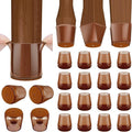 BALEINE 16 Pack Silicone Chair Leg Floor Protectors, Stool Leg Protectors Cap, Non-Slip Chair Leg Caps for Hardwood Floors (Brown & Small, 16 Pack)