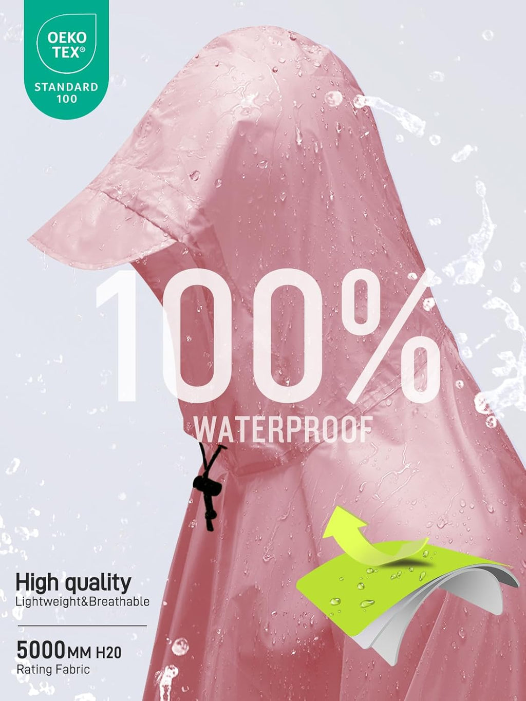 SaphiRose Hooded Rain Poncho Waterproof Raincoat Jacket for Men Women Adults