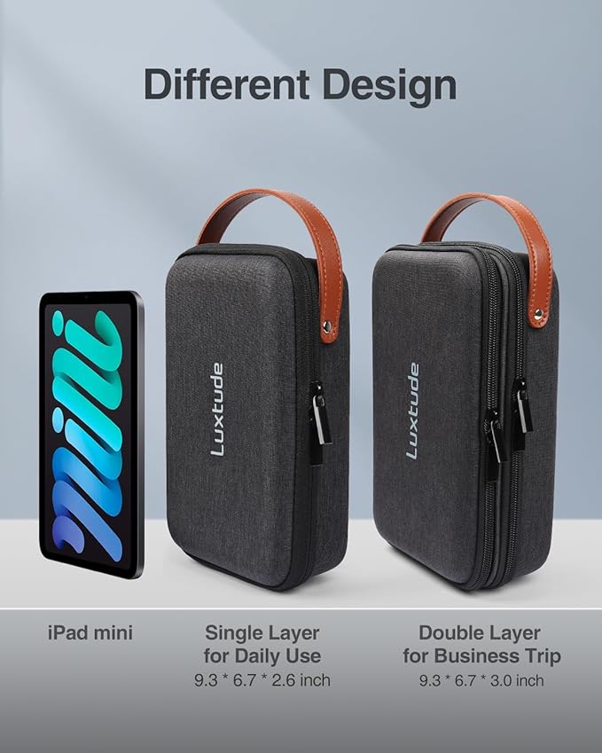 Luxtude Electronics Organizer Travel Case, Tech Organizers Travel Case, Hard Cases for Electronics, Hard Charger Bag, Portable Cable Bag, Travel Essentials for Charger/Mouse/Cash/Card
