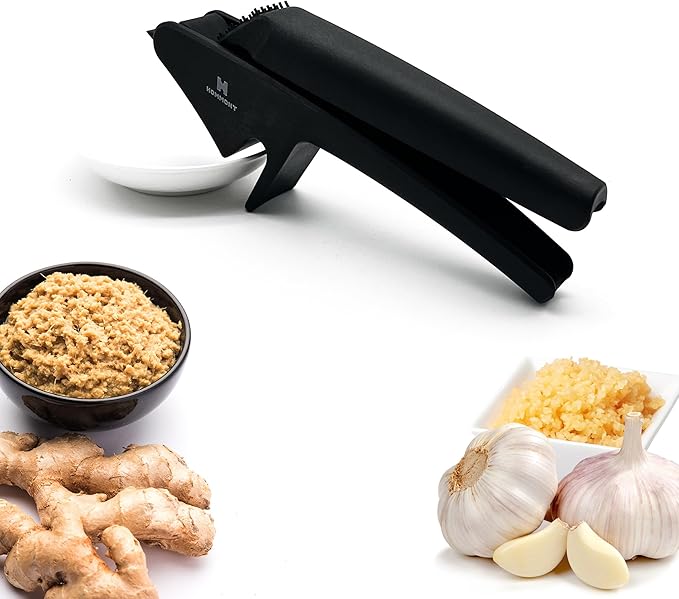XPress | All-In-One Garlic Press Easy to Use & Clean, Effortlessly Squeeze Garlic Mincer, Durable Nylon Plastic Garlic Crusher, No Peel Needed & No Smelly Fingers