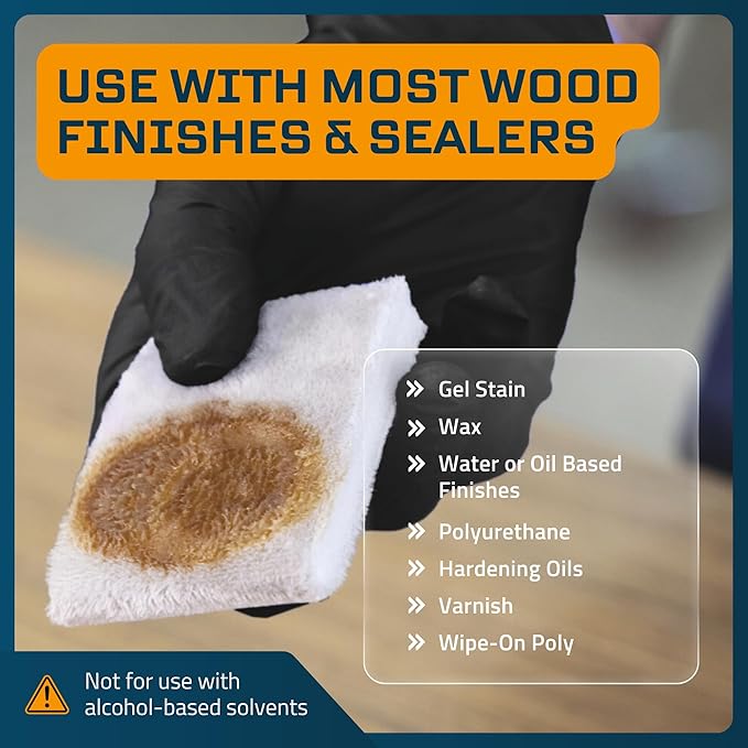 MāKRS Stain Pad, Cut-to-Size Staining Pads, 2-Pack, Lint, Snag, Streak-Free Applicator, Micro Brush Material, Wood Stains and Oil Based Finishes, Easy to Use with Consistent Application