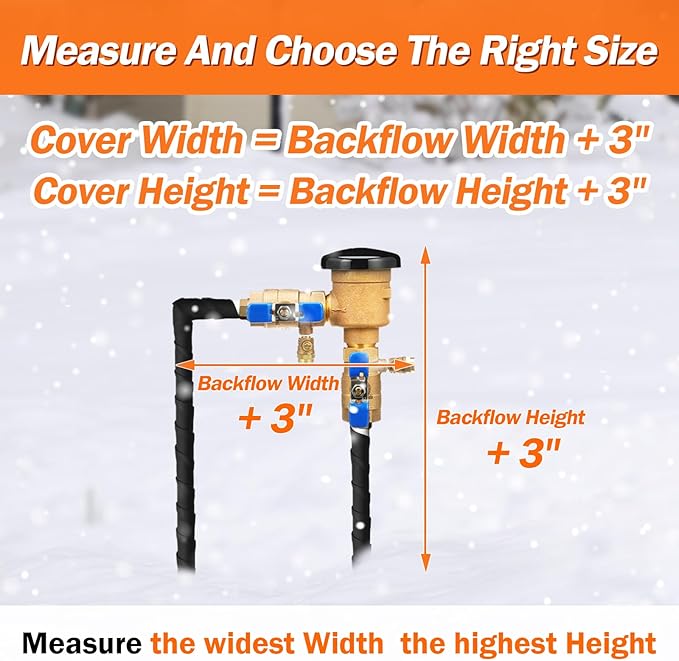 TOHONFOO Backflow Preventer Pipe Insulation Cover (5°F) - Irrigation Sprinkler Valve Insulated Pouch - Water Well Pump Cover - Sturdy 5 Layers for Winter Freeze Protection, 38" W x 24" H, Black