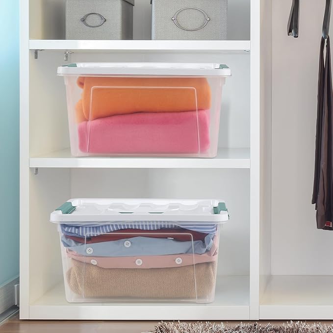 6-Pack Clear Latch Storage Box, 14 L Plastic Storage Bin