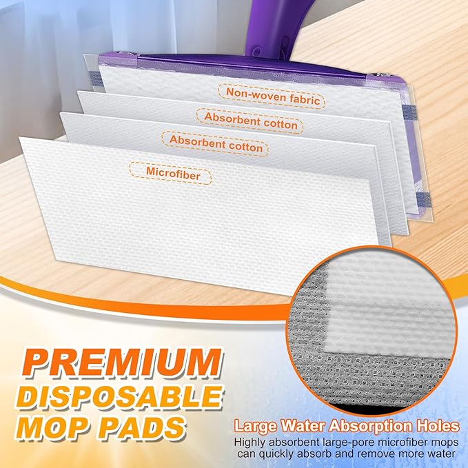 Microfiber Floor Mop Pads 36 Count Compatible with Swiffer WetJet for Wet & Dry Use, Disposable or Reusable Mops Head Replacement, All Purpose Multi Surface Hardwood Pad Refill