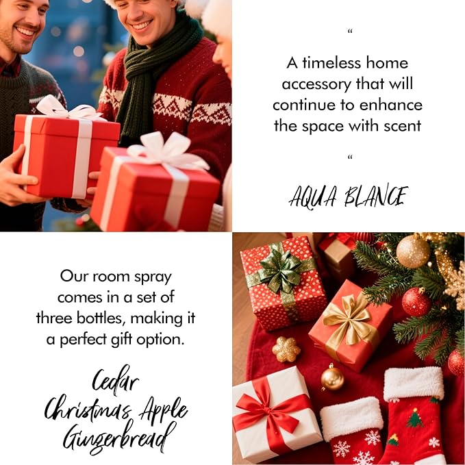 Fragrant Room Spray, Cedar, Apples, Gingerbread, 3 x 3.4 fl oz, Air Fresheners Odor Eliminator for Home, Bathroom, Concentrated Room Spray