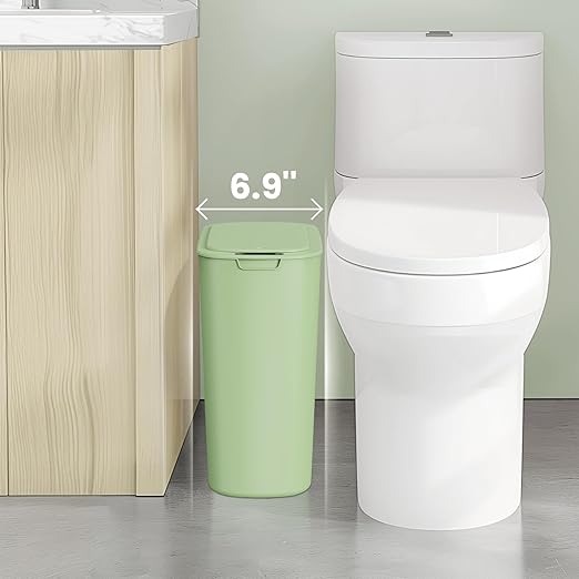 Cesun Motion Sensor Trash Can, 5 Gallon Automatic Bathroom Garbage Can with Lid, Touchless Smart Plastic Slim Wastebasket for Bathroom, Office, rv, Bedroom, Living Room, Green