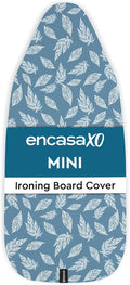 Encasa XO Ironing Board Cover and Pad 28"x12" - Thick 3mm Felt Padding, Drawstring Tightening & Lock, Easy Fit, Scorch & Stain Resistant, Fits Mini Ironing Board - Big Leaves Blue