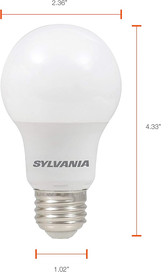 Sylvania LED Light Bulb, 75W Equivalent A19, Efficient 12W, Medium Base, Frosted Finish, 1100 Lumen, Soft White - 24 Pack (41300)